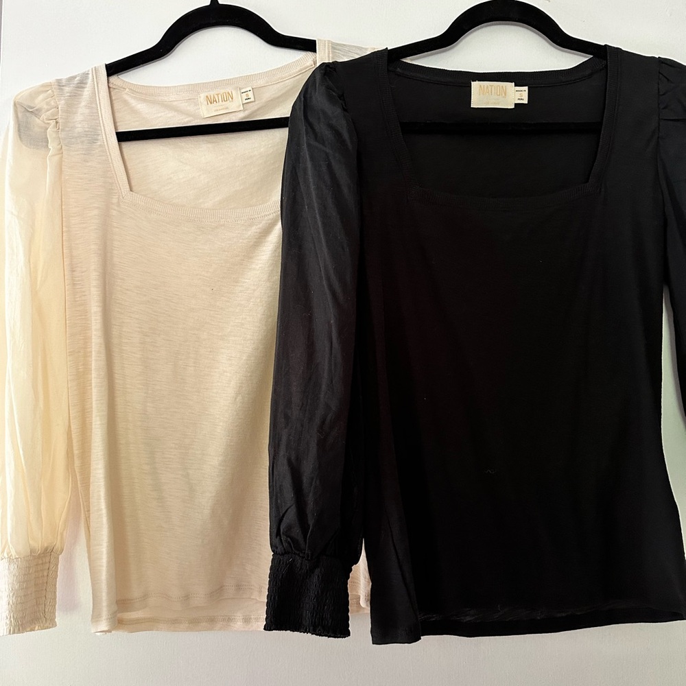 Nation LTD Cream and Black Tops Set 2 for 40